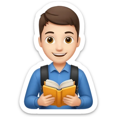 young programmer, excited, holding code book sticker