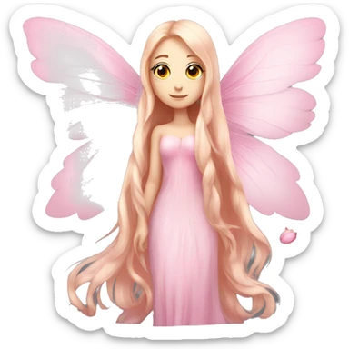 Beautiful, peony, fairy, light pink, long hair, big wings, fair skin sticker