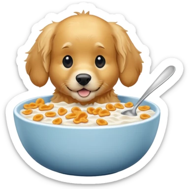 dog in a bowl of cereal sticker