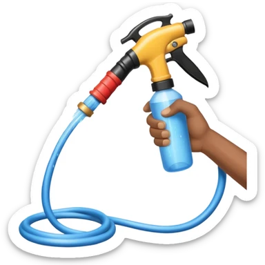 A hand holding a water hose and extinguishing the fire, no man sticker