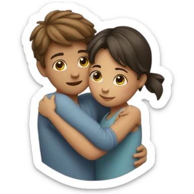 A girl and boy hugging each other sticker