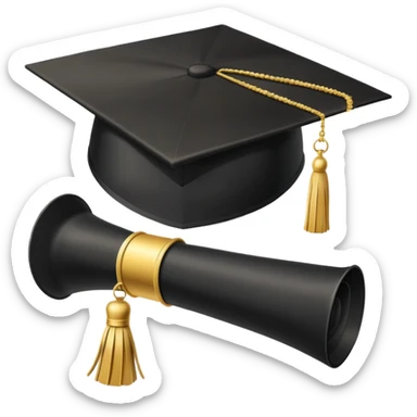 A graduation cap and diploma sticker