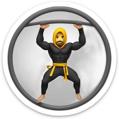 Ninja Warrior athlete of Middle Eastern descent, hanging from rings sticker