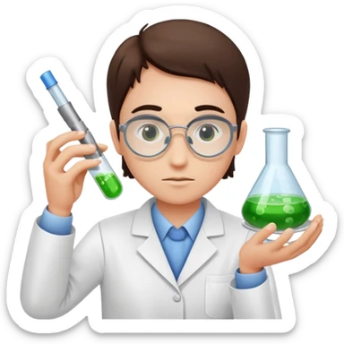 laboratory researcher analyzing dish. sticker