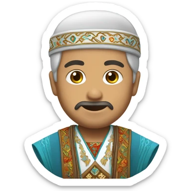 Human emoji dressed in turkic national clothes  and says hello sticker