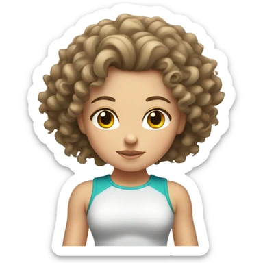 White Curly girl doing squats  sticker