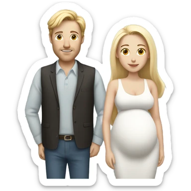 couple with white blonde man and white brunette smaller pregnant woman  sticker