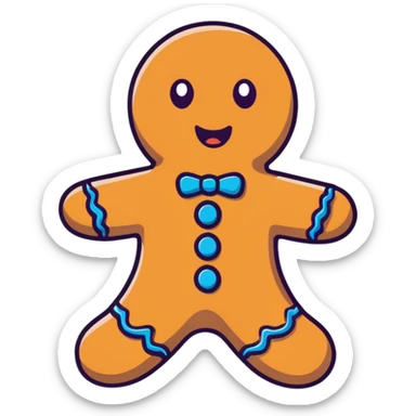half-eaten gingerbread man with shocked expression sticker