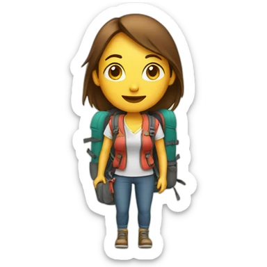 Female traveler with backpack sticker