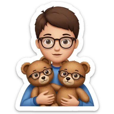 kid wearing glass with teddy bear  sticker