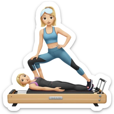 Blonde girl on Pilates reformer sticker