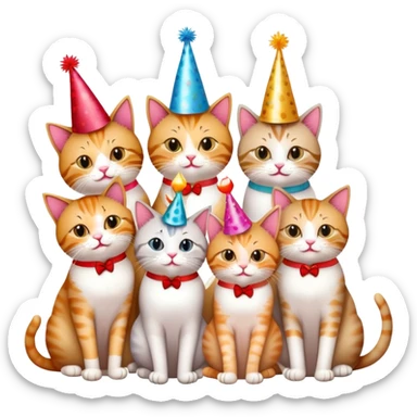 four Cats celebrating valentine's day sticker