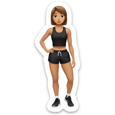 front view of full legs female with black gym shorts sticker