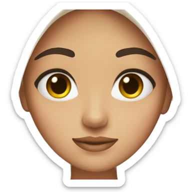  girl with straight black hair and brown eyes with mascara sticker