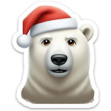 polar bear with santa hat sticker