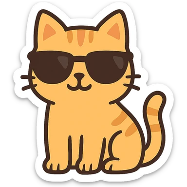 flat toon style cat with sunglasses sticker