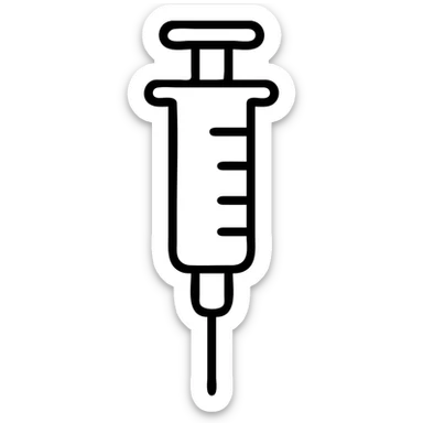 A medical syringe with needle, simple and recognizable icon for healthcare sticker