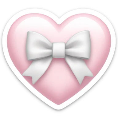 Pastel pink heart with white bow sticker