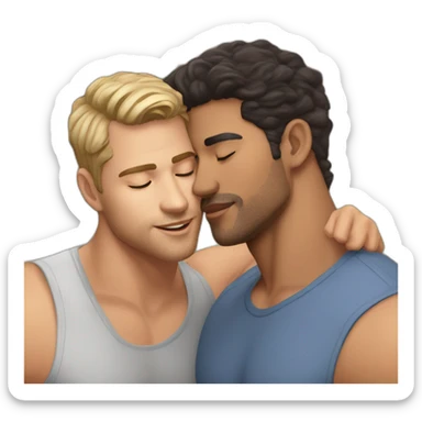 Sexy-fit-pose-Latino-male-and-caucasian-male-interracial-kissing sticker