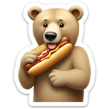 A bear with a hot dog sticker
