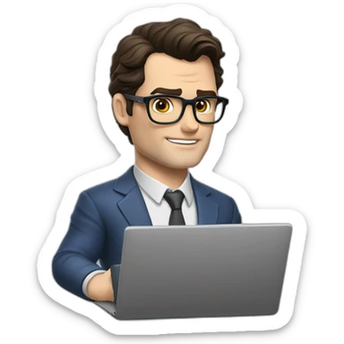 henry cavill clark kent using a laptop sticker