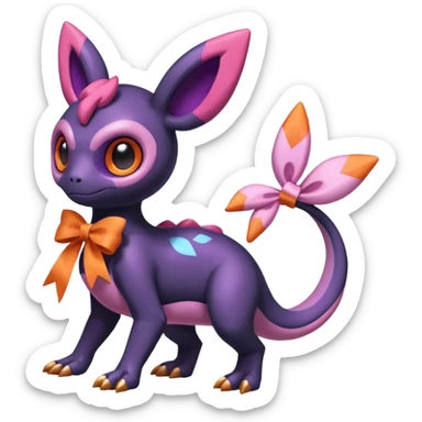 Shiny Duskull-Salandit-Sylveon-Fakémon-hybrid-creature (full body)  sticker