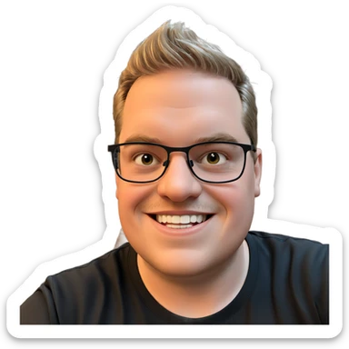 smiling boy in black shirt sticker