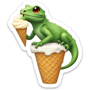 Lizard eating ice cream sticker