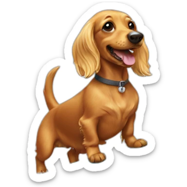 long haired blonde dachsund surfing sticker