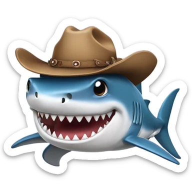 Shark wearing a cowboy hat sticker
