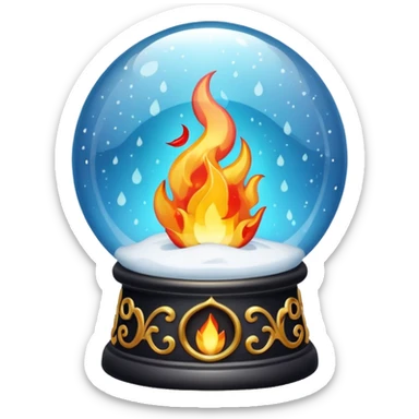 Can you make a snow globe emoji with a flame in it, gothic style sticker