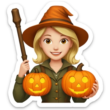Woman Hunter With Jack o Lantern sticker