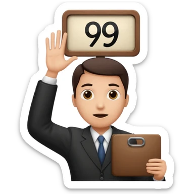 a jury member holding a scoreboard with the number 9 over their head, simple, expressive sticker