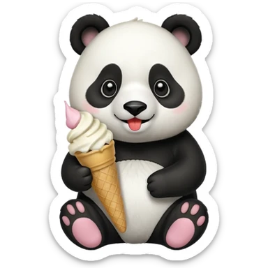 Panda eating ice cream sticker