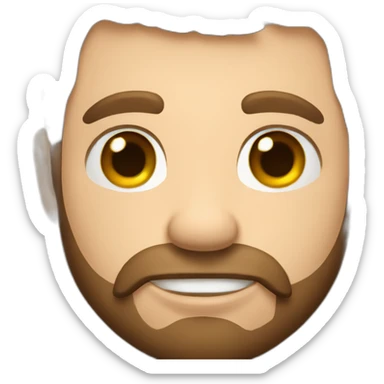 man with brown hair and beard and rhino horn sticker