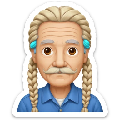 very old,  and mustached, haired, braided, sticker