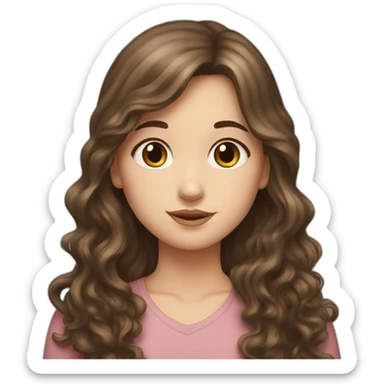 White girl with long dark curly hair hugs white girl with brown straight hair with bangs  sticker