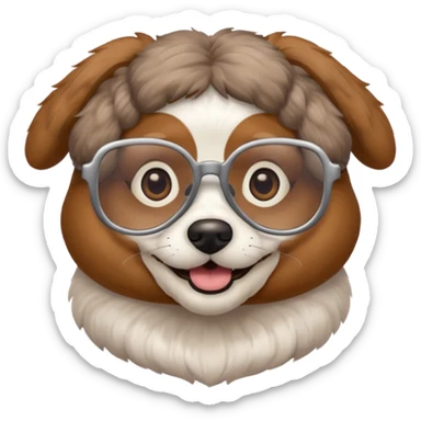 dog wearing grany sticker