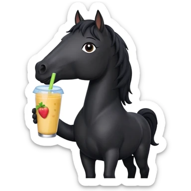 black horse character holding smoothie sticker
