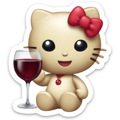 Hello Kitty drinking red wine sticker