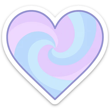 heart with a pastel purple and blue swirl, clean digital illustration sticker