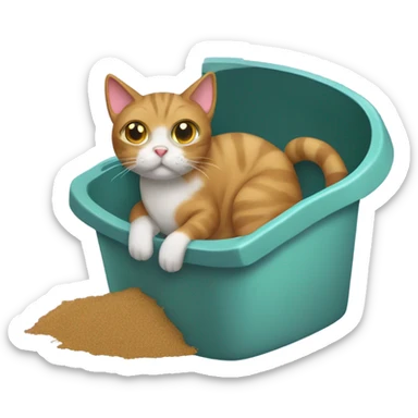 Cat pooping in litter box sticker