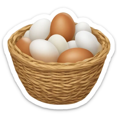 Brown basket with chicken eggs sticker