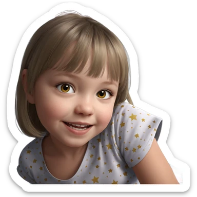 smiling girl with star shirt sticker