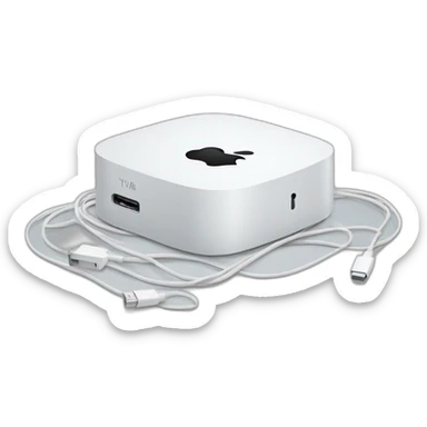 white apple tv with cables (without apple log, instead it has a heart on it) sticker