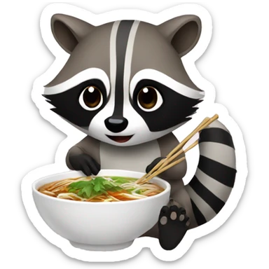 Raccoon eating pho  sticker