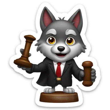 wolf  judge with gavel  sticker