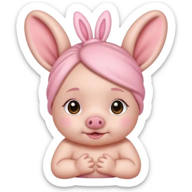 bunny ear accessory wearing baby piggy bun hair sticker