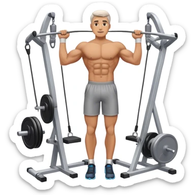 standing fit man cable-machine-exercise sticker