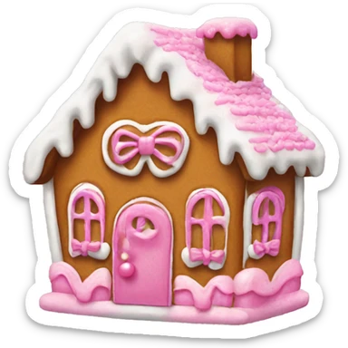 Gingerbread house with a pink bow  sticker